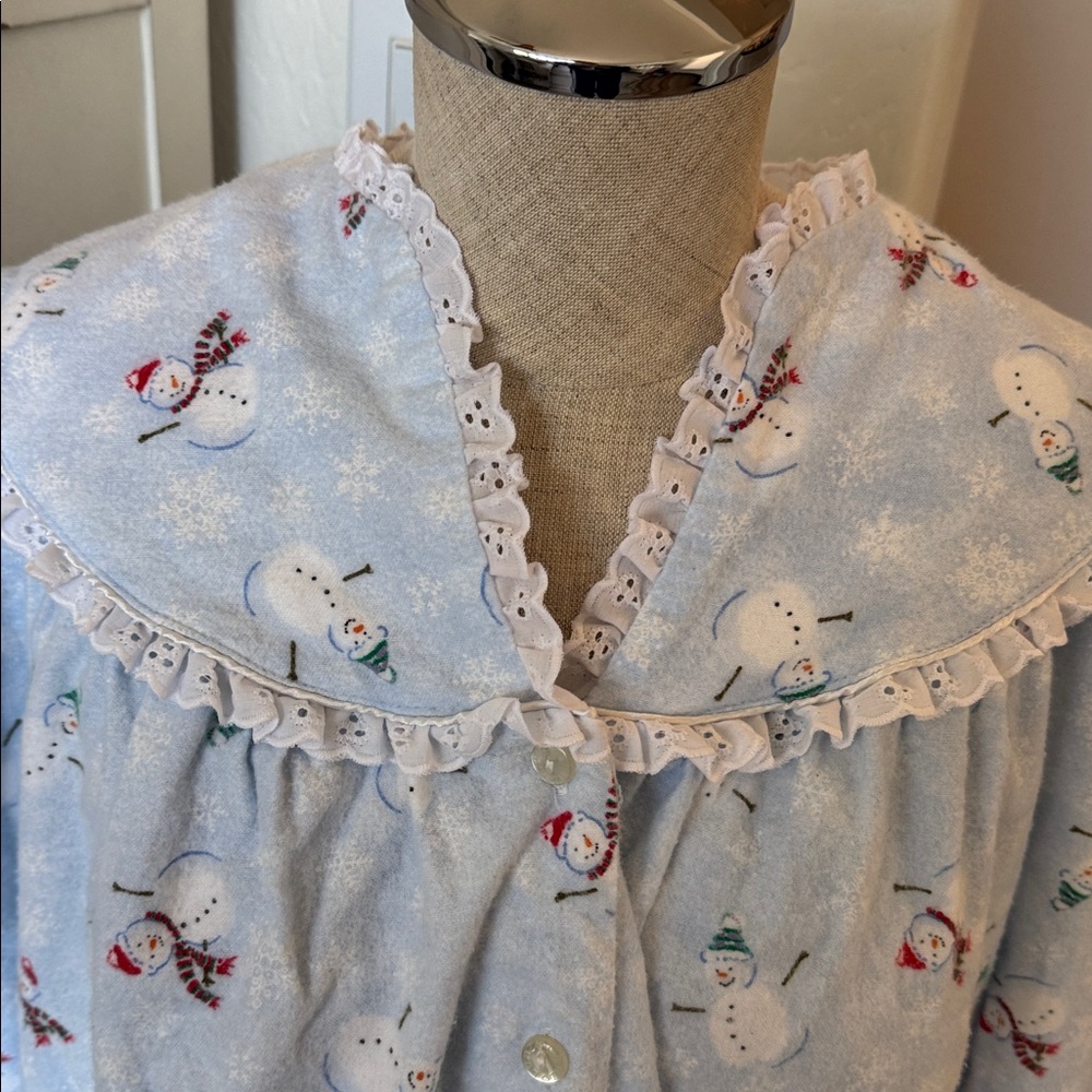 Lanz of Salzburg S snowman print long flannel nightgown - Picture 3 of 7